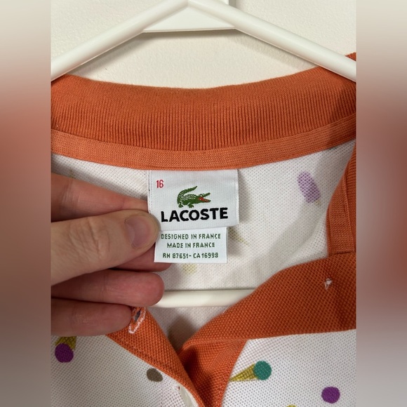 Lacoste White Ice Cream Polo Size Girls 16 - Picture 3 of 7